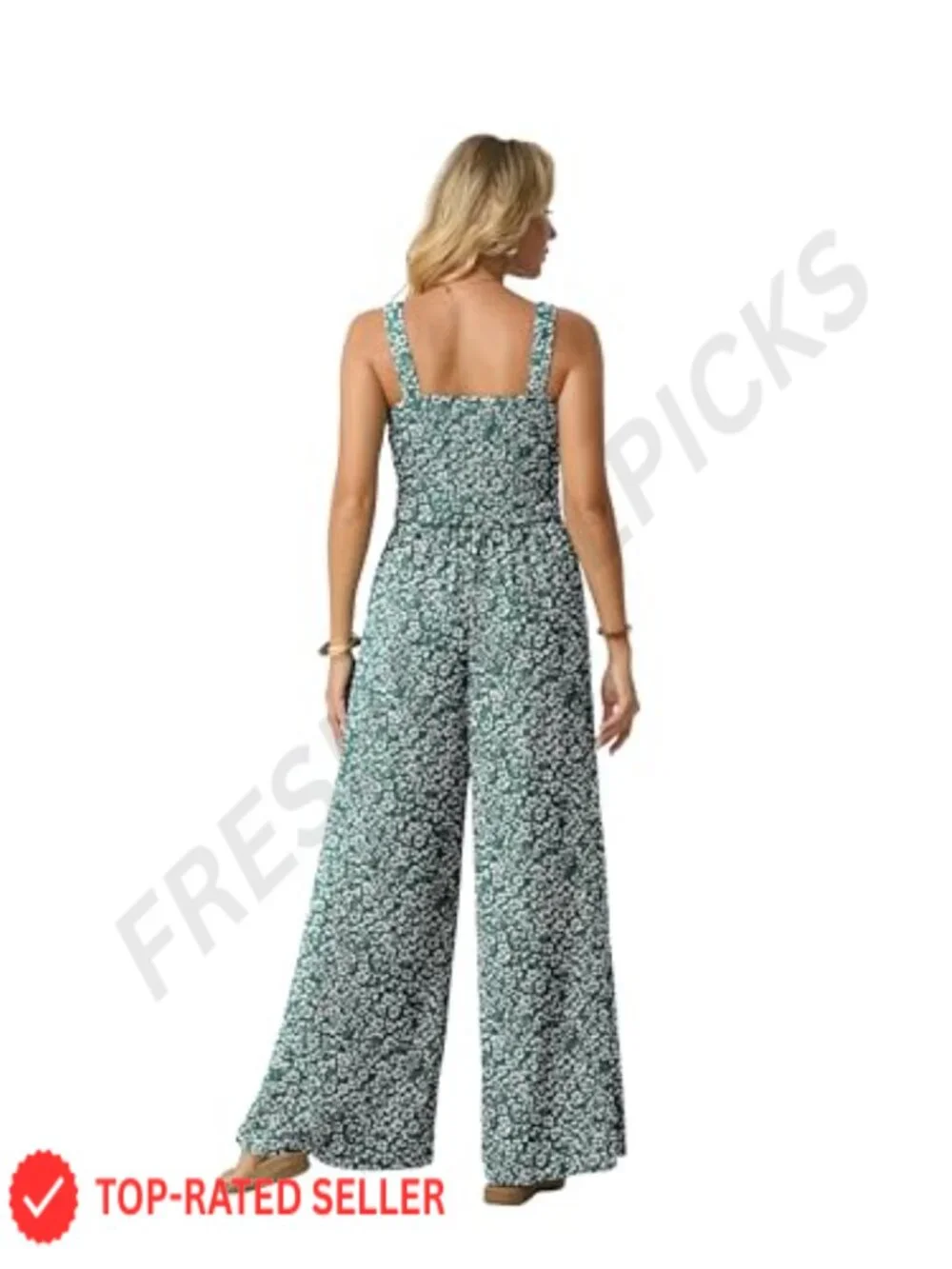 Women's Sleeveless Wide Leg Jumpsuit Romper with Pockets